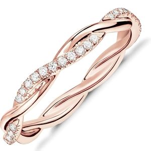 14k Rose Gold Plated Silver and CZ Twist Rope